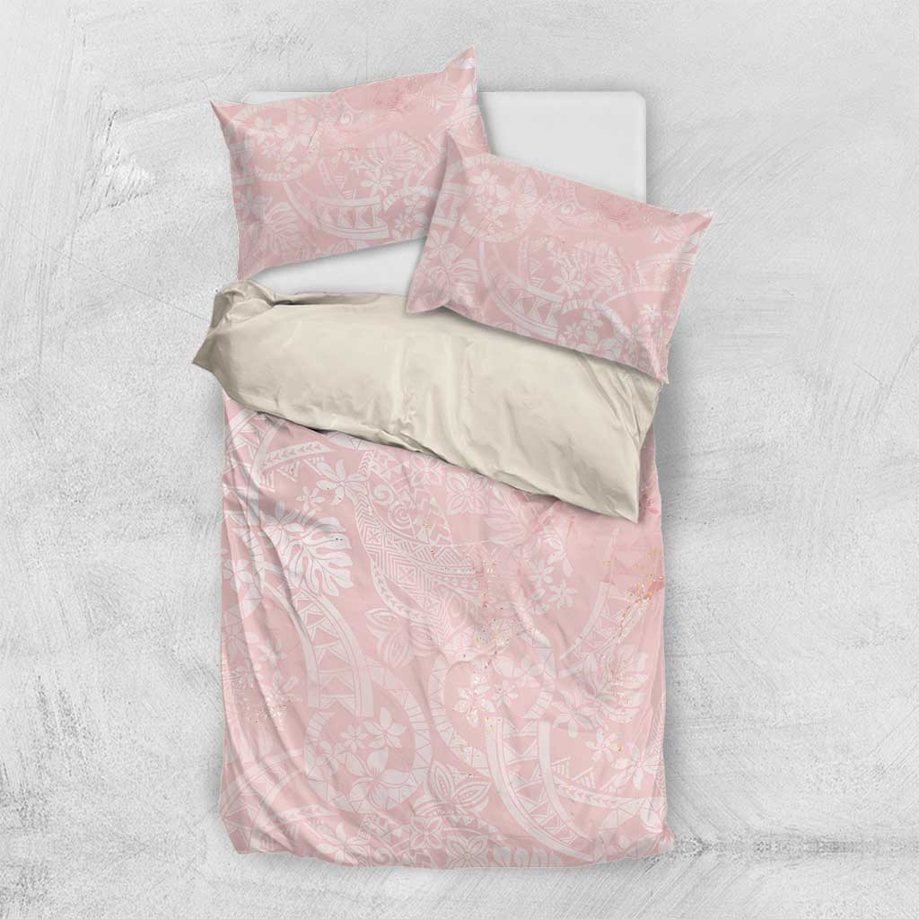 Polynesian Tiare Monstera Soft Pink Bedding Set Liquid Style LT01 US Twin 172cm x 218cm Pink - Polynesian Pride