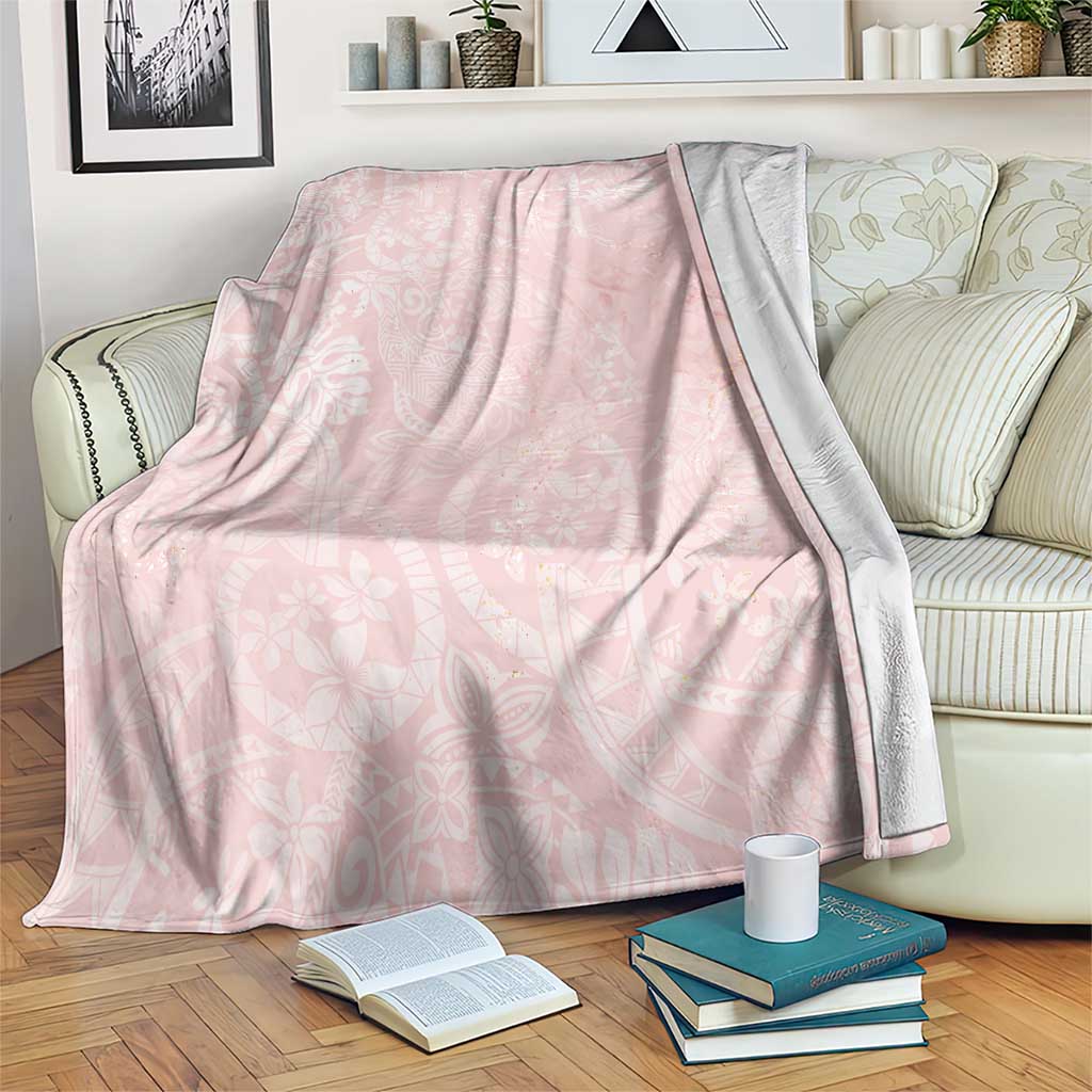 Polynesian Tiare Monstera Soft Pink Blanket Liquid Style LT01 Pink - Polynesian Pride