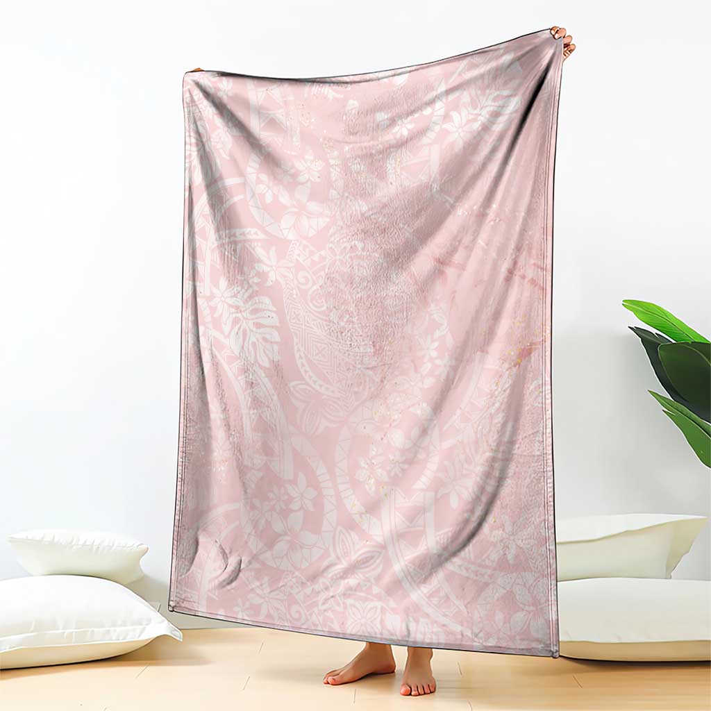 Polynesian Tiare Monstera Soft Pink Blanket Liquid Style LT01 - Polynesian Pride