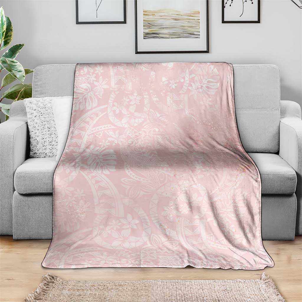 Polynesian Tiare Monstera Soft Pink Blanket Liquid Style LT01 - Polynesian Pride