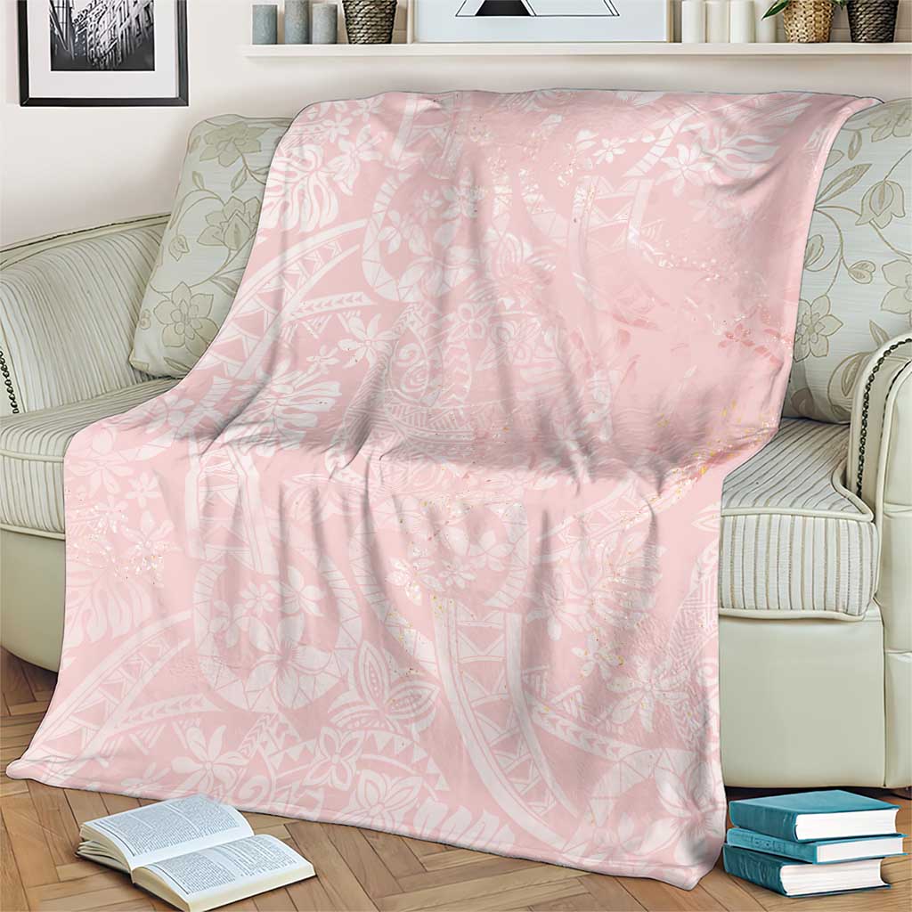 Polynesian Tiare Monstera Soft Pink Blanket Liquid Style LT01 - Polynesian Pride