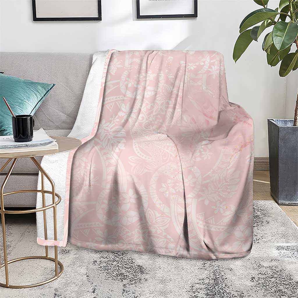 Polynesian Tiare Monstera Soft Pink Blanket Liquid Style LT01 - Polynesian Pride