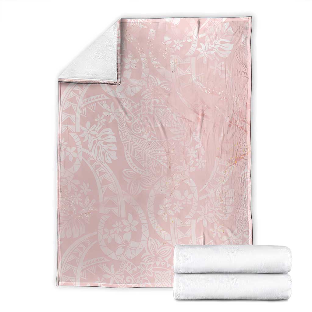 Polynesian Tiare Monstera Soft Pink Blanket Liquid Style LT01 - Polynesian Pride