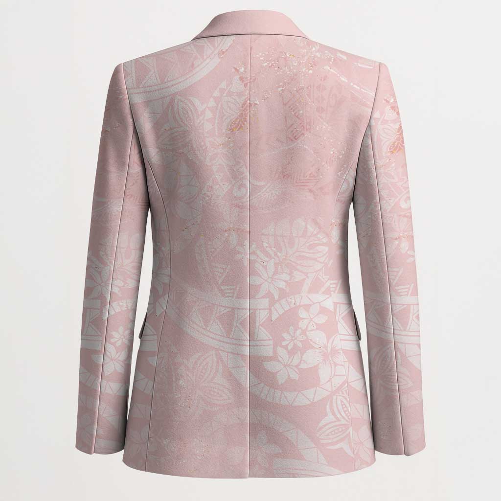 Polynesian Tiare Monstera Soft Pink Blazer Liquid Style LT01 - Polynesian Pride