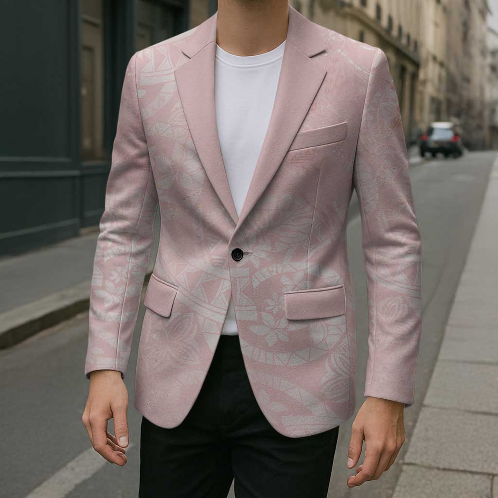 Polynesian Tiare Monstera Soft Pink Blazer Liquid Style LT01 - Polynesian Pride