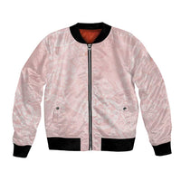 Polynesian Tiare Monstera Soft Pink Bomber Jacket Liquid Style LT01 Unisex Pink - Polynesian Pride