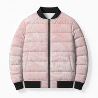 Polynesian Tiare Monstera Soft Pink Bomber Puffer Jacket Liquid Style LT01 Unisex Pink - Polynesian Pride
