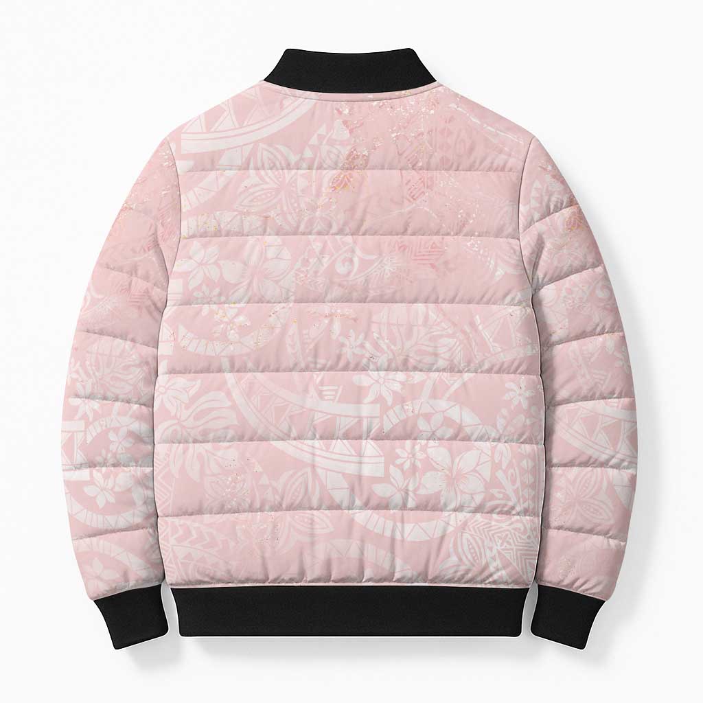 Polynesian Tiare Monstera Soft Pink Bomber Puffer Jacket Liquid Style LT01 - Polynesian Pride