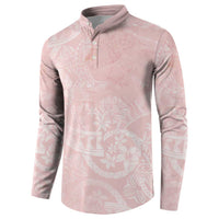 Polynesian Tiare Monstera Soft Pink Button Sweatshirt Liquid Style LT01 - Polynesian Pride