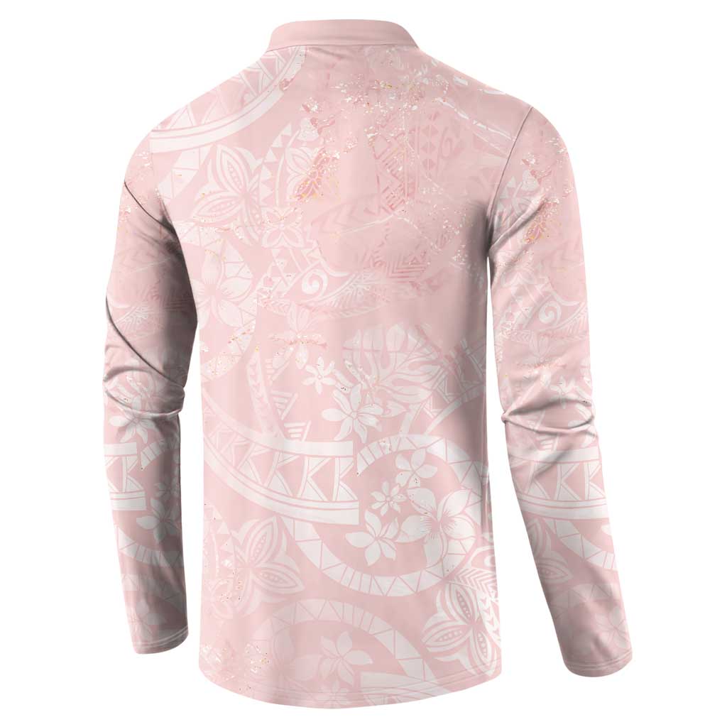 Polynesian Tiare Monstera Soft Pink Button Sweatshirt Liquid Style LT01 - Polynesian Pride