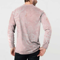 Polynesian Tiare Monstera Soft Pink Button Sweatshirt Liquid Style LT01 - Polynesian Pride