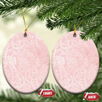Polynesian Tiare Monstera Soft Pink Ceramic Ornament Liquid Style LT01 Oval Pink - Polynesian Pride