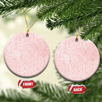 Polynesian Tiare Monstera Soft Pink Ceramic Ornament Liquid Style LT01 Circle Pink - Polynesian Pride