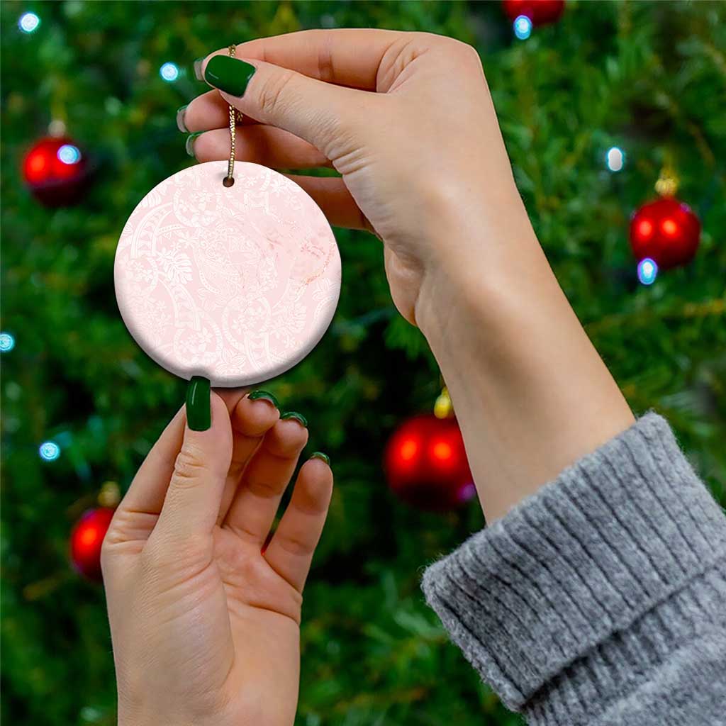 Polynesian Tiare Monstera Soft Pink Ceramic Ornament Liquid Style LT01 - Polynesian Pride