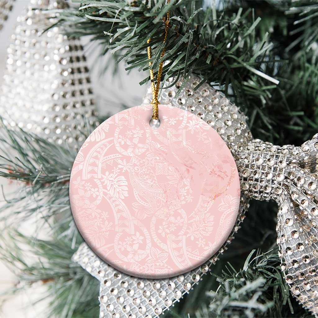 Polynesian Tiare Monstera Soft Pink Ceramic Ornament Liquid Style LT01 - Polynesian Pride