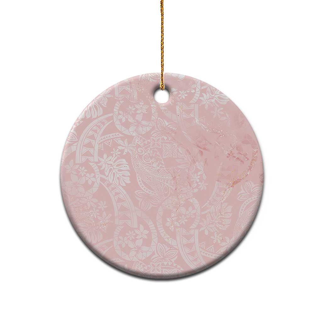 Polynesian Tiare Monstera Soft Pink Ceramic Ornament Liquid Style LT01 - Polynesian Pride