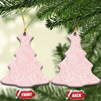 Polynesian Tiare Monstera Soft Pink Ceramic Ornament Liquid Style LT01 Christmas Tree Pink - Polynesian Pride