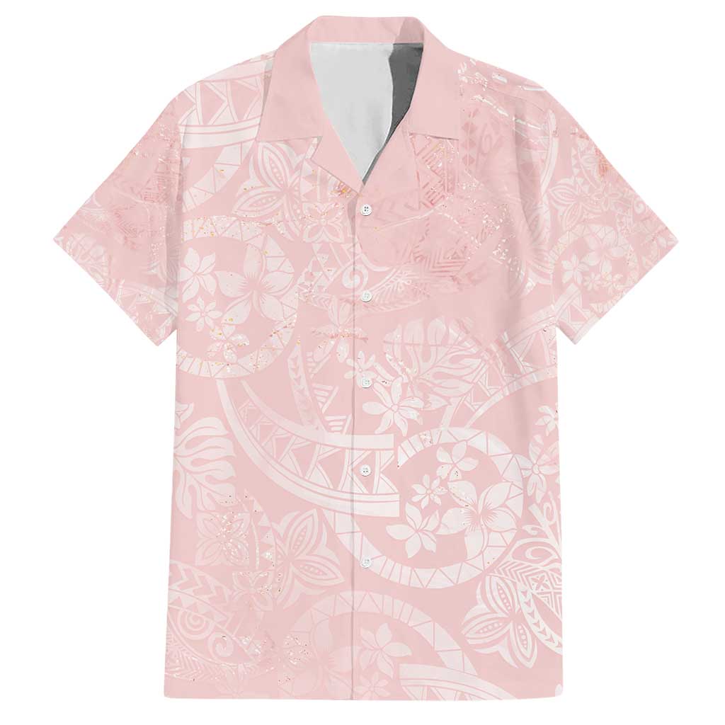 Polynesian Tiare Monstera Soft Pink Hawaiian Shirt Liquid Style LT01 Pink - Polynesian Pride
