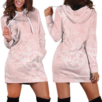 Polynesian Tiare Monstera Soft Pink Hoodie Dress Liquid Style LT01 - Polynesian Pride