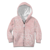 Polynesian Tiare Monstera Soft Pink Kid Hoodie Liquid Style LT01 Zip Hoodie Pink - Polynesian Pride