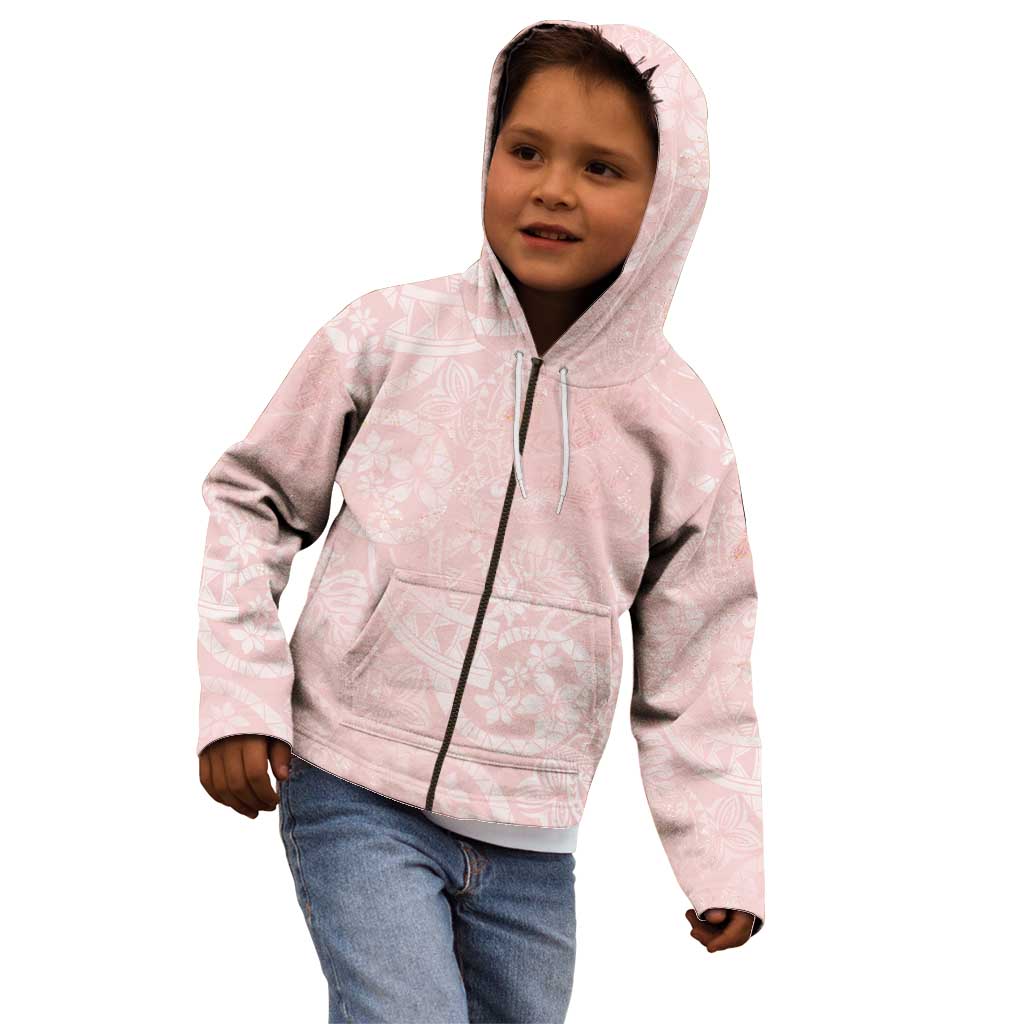 Polynesian Tiare Monstera Soft Pink Kid Hoodie Liquid Style LT01 - Polynesian Pride