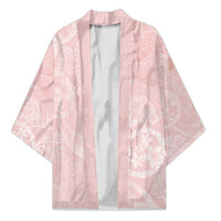 Polynesian Tiare Monstera Soft Pink Kimono Liquid Style LT01 Unisex Pink - Polynesian Pride