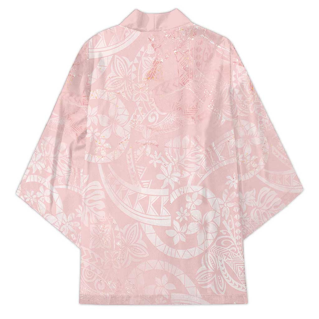 Polynesian Tiare Monstera Soft Pink Kimono Liquid Style LT01 - Polynesian Pride
