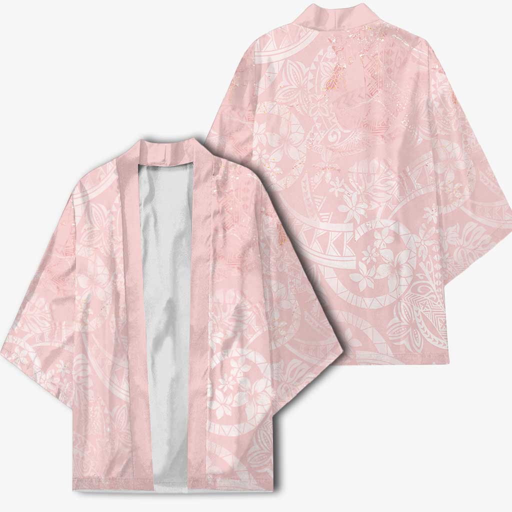 Polynesian Tiare Monstera Soft Pink Kimono Liquid Style LT01 - Polynesian Pride