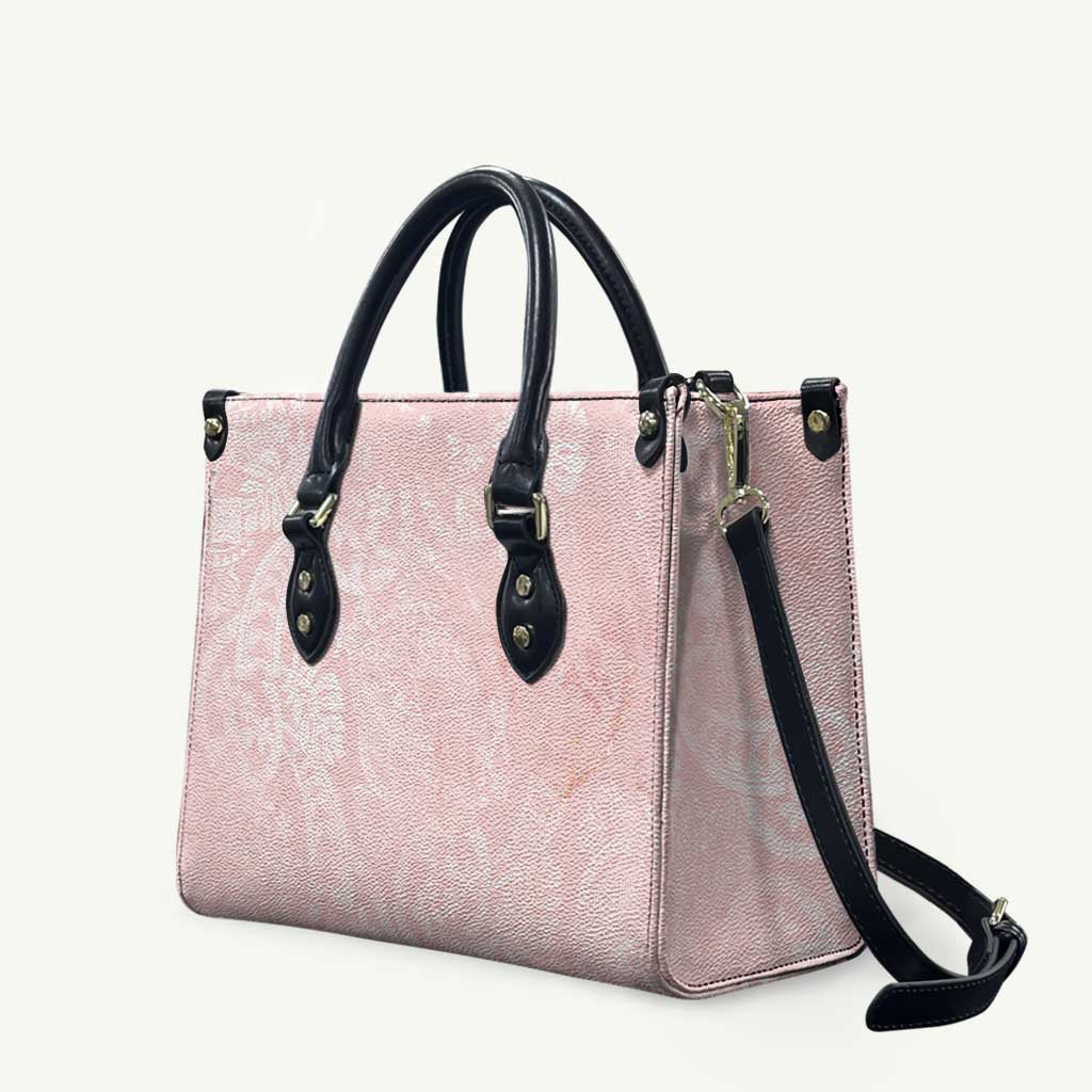 Polynesian Tiare Monstera Soft Pink Leather Bag Liquid Style LT01 Pink - Polynesian Pride