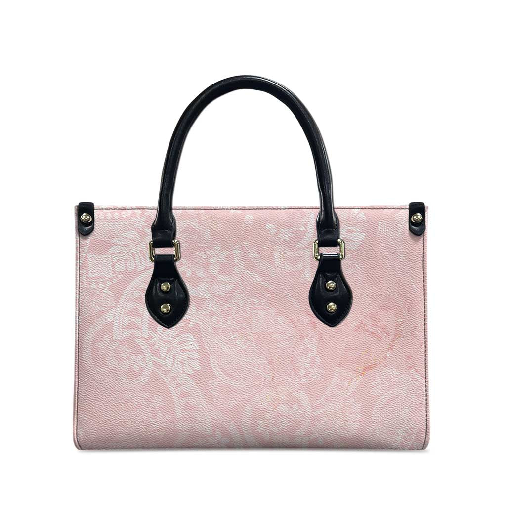 Polynesian Tiare Monstera Soft Pink Leather Bag Liquid Style LT01 - Polynesian Pride