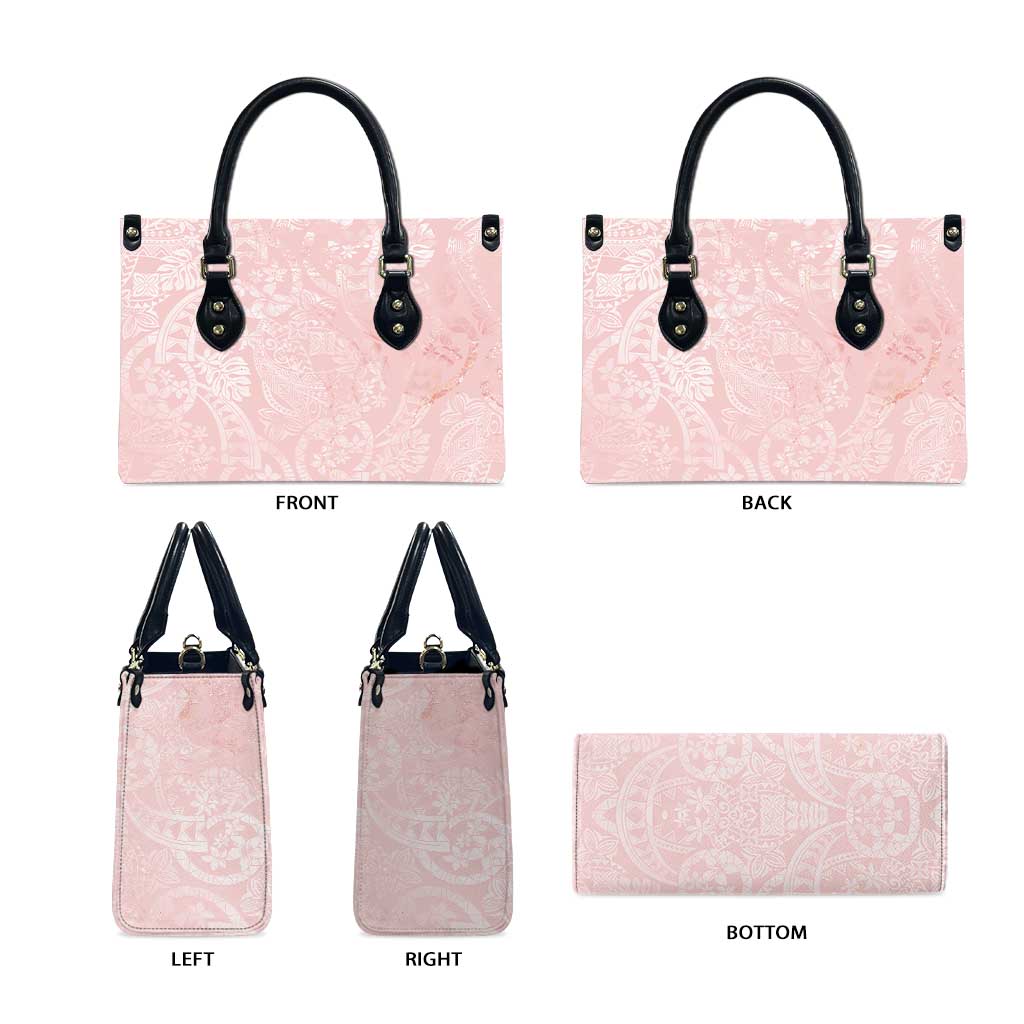 Polynesian Tiare Monstera Soft Pink Leather Bag Liquid Style LT01 - Polynesian Pride