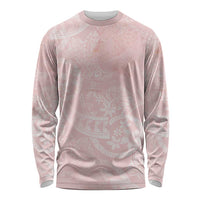 Polynesian Tiare Monstera Soft Pink Long Sleeve Shirt Liquid Style LT01 Unisex Pink - Polynesian Pride