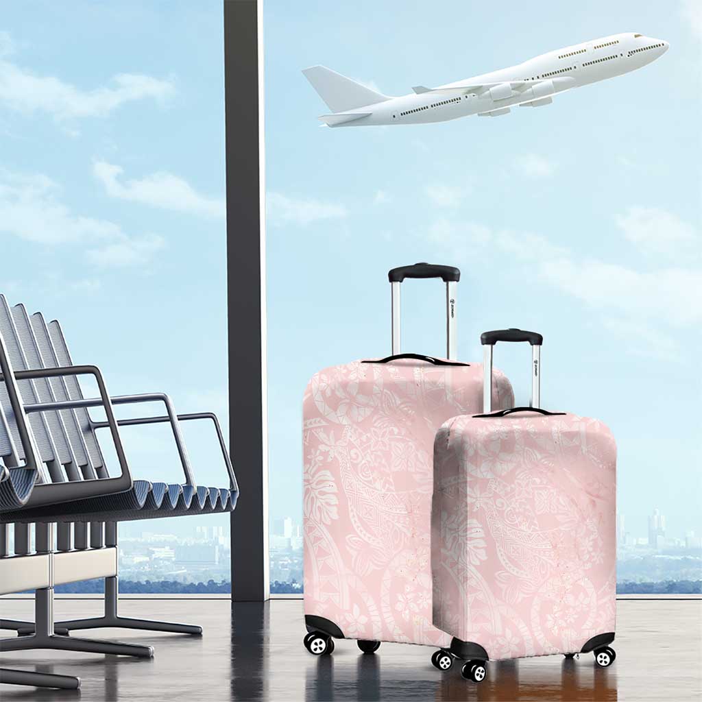 Polynesian Tiare Monstera Soft Pink Luggage Cover Liquid Style LT01 - Polynesian Pride