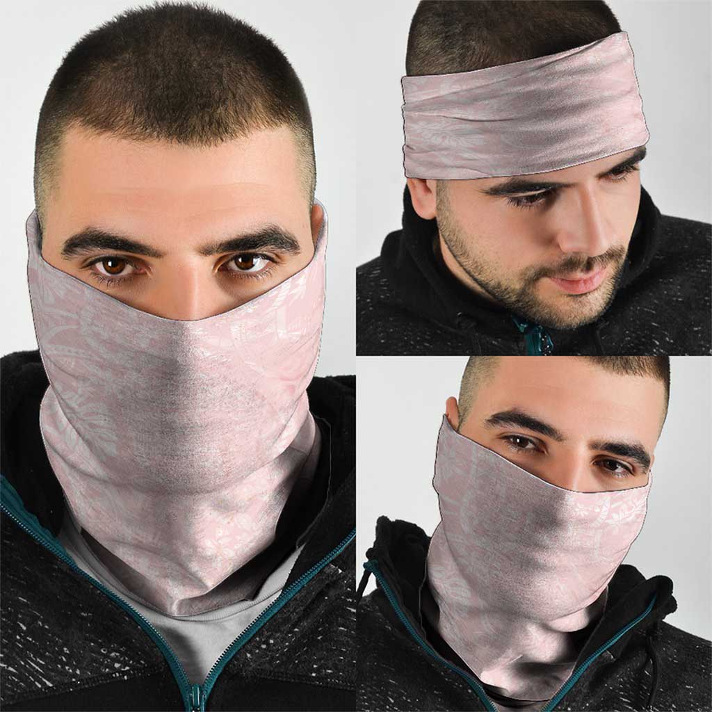 Polynesian Tiare Monstera Soft Pink Neck Gaiter Liquid Style LT01 - Polynesian Pride