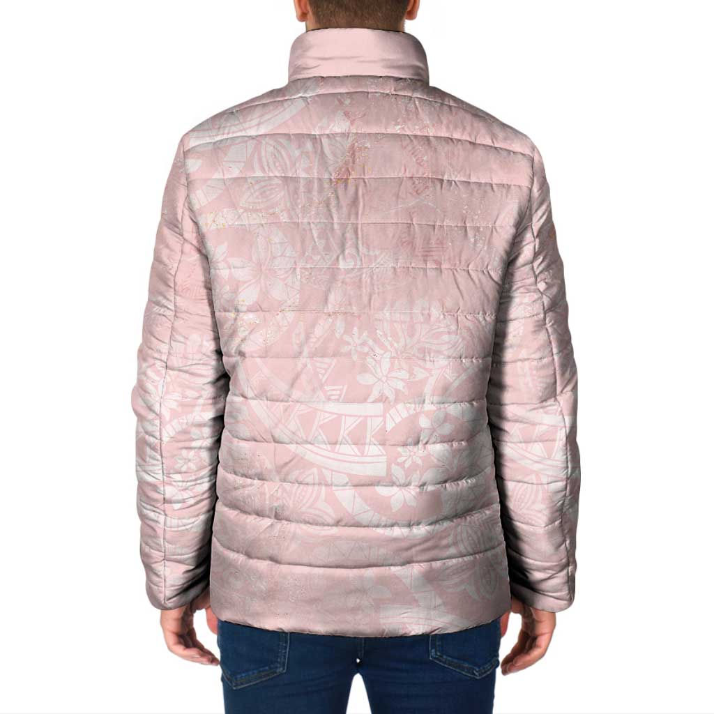 Polynesian Tiare Monstera Soft Pink Padded Jacket Liquid Style LT01 - Polynesian Pride