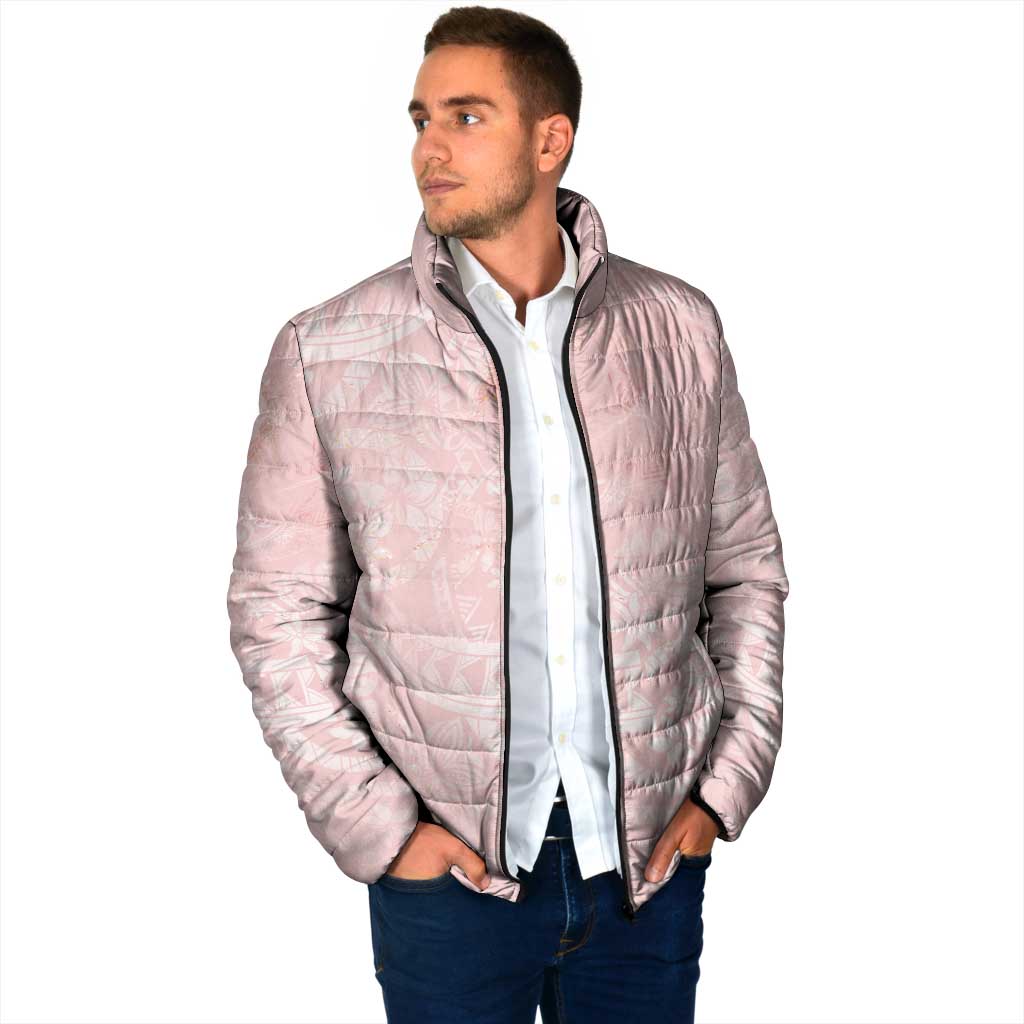 Polynesian Tiare Monstera Soft Pink Padded Jacket Liquid Style LT01 - Polynesian Pride