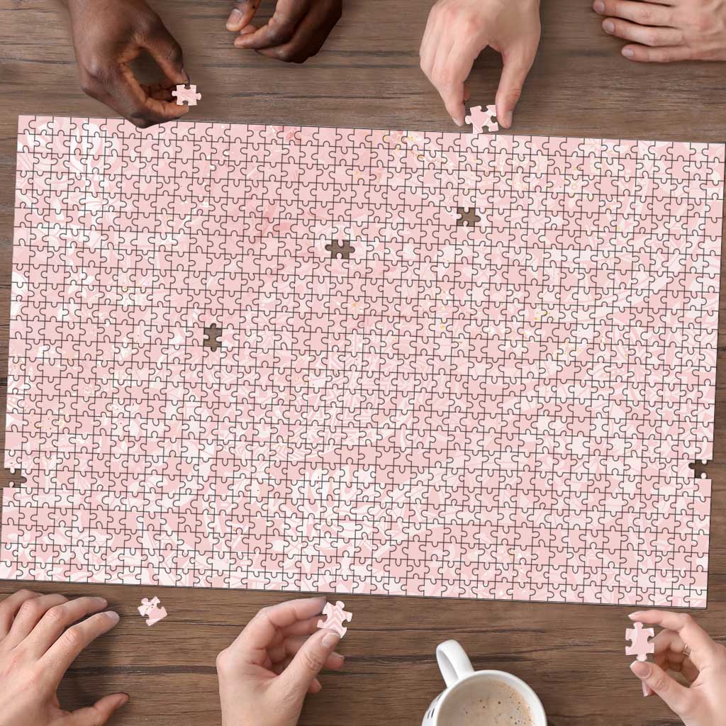 Polynesian Tiare Monstera Soft Pink Puzzle Liquid Style LT01 - Polynesian Pride