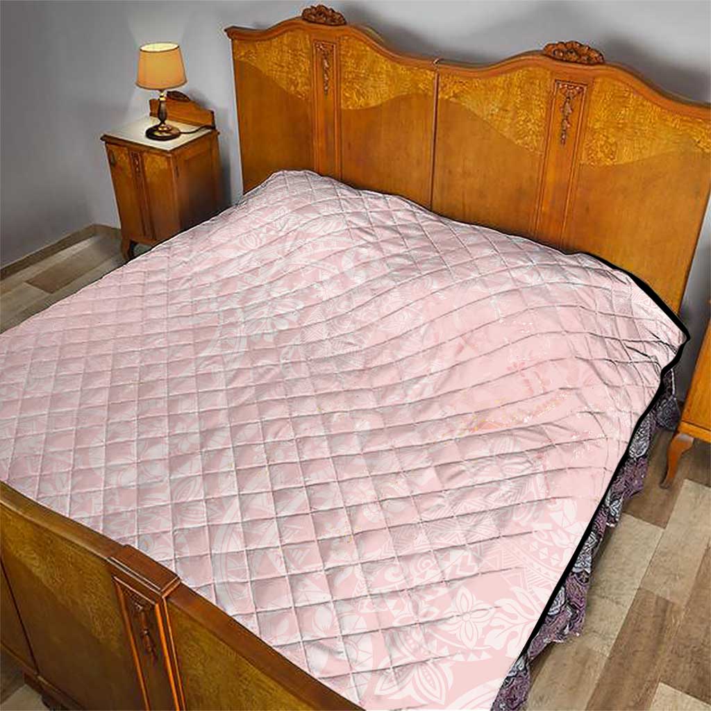 Polynesian Tiare Monstera Soft Pink Quilt Liquid Style LT01 - Polynesian Pride