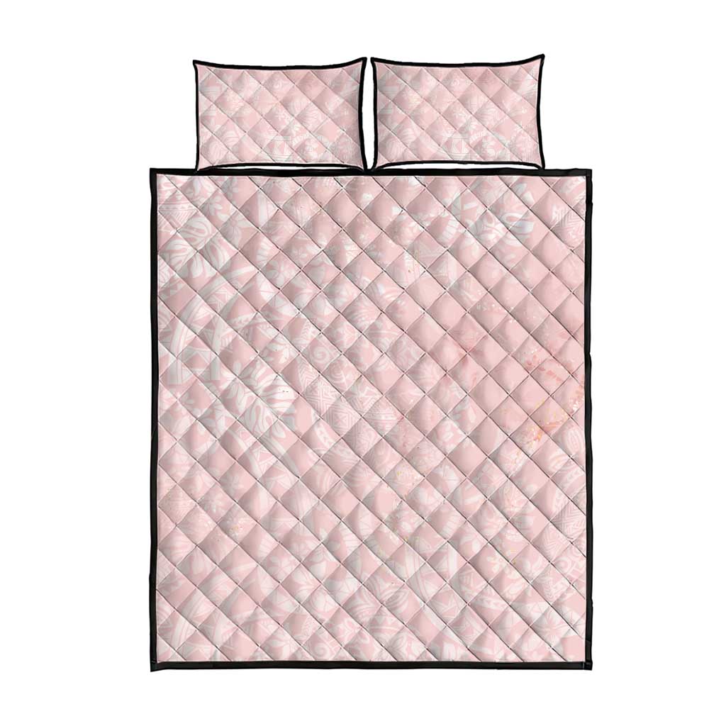 Polynesian Tiare Monstera Soft Pink Quilt Bed Set Liquid Style LT01 - Polynesian Pride