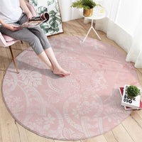 Polynesian Tiare Monstera Soft Pink Round Carpet Liquid Style LT01 - Polynesian Pride