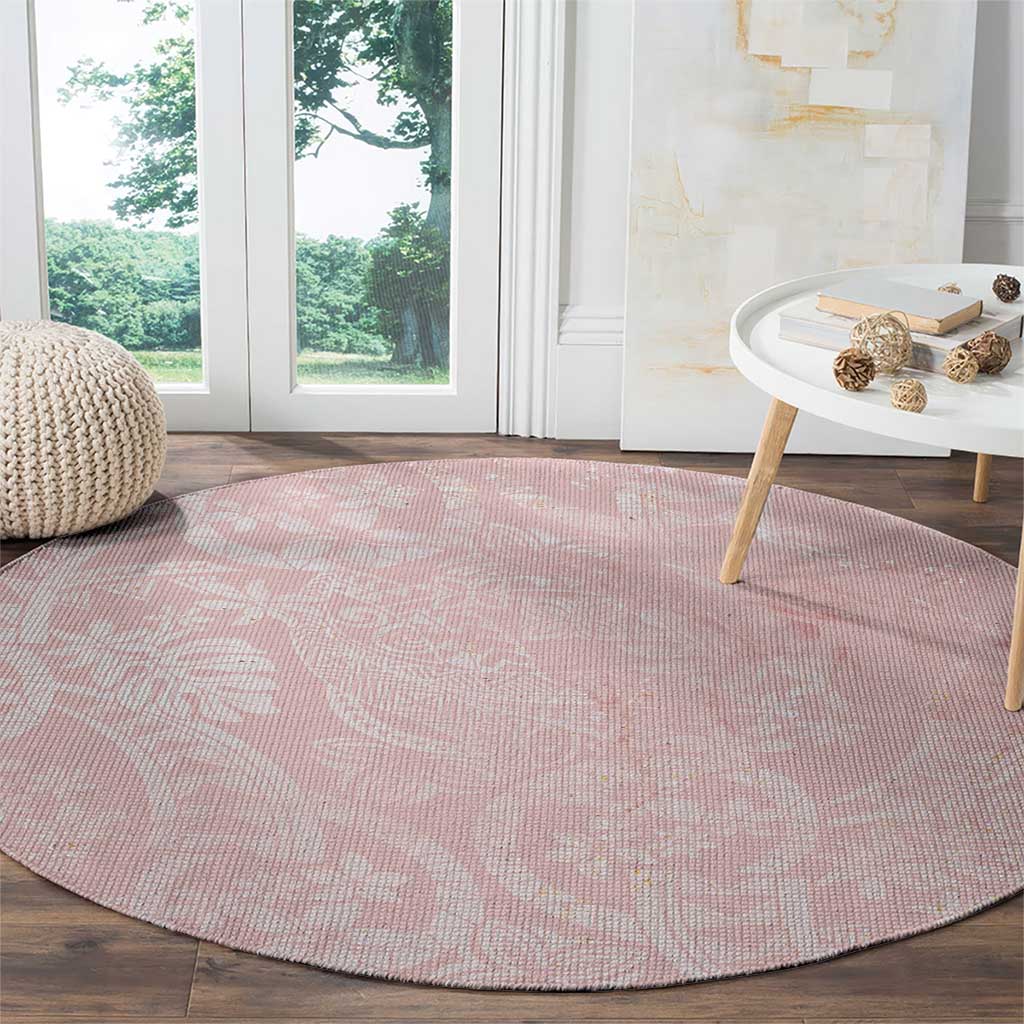 Polynesian Tiare Monstera Soft Pink Round Carpet Liquid Style LT01 - Polynesian Pride