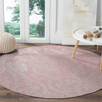 Polynesian Tiare Monstera Soft Pink Round Carpet Liquid Style LT01 - Polynesian Pride