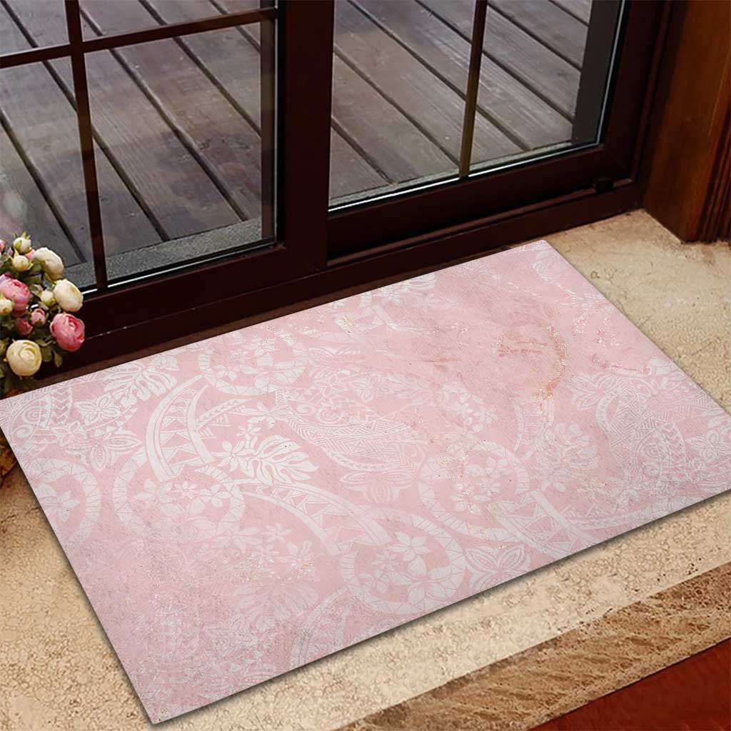 Polynesian Tiare Monstera Soft Pink Rubber Doormat Liquid Style LT01 - Polynesian Pride