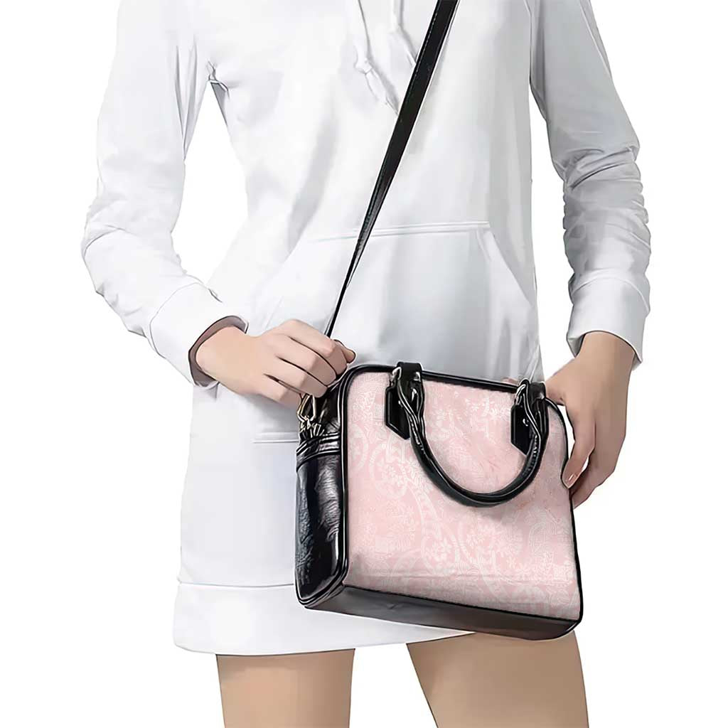 Polynesian Tiare Monstera Soft Pink Shoulder Handbag Liquid Style LT01 - Polynesian Pride