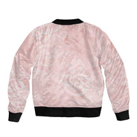 Polynesian Tiare Monstera Soft Pink Sleeve Zip Bomber Jacket Liquid Style LT01 - Polynesian Pride