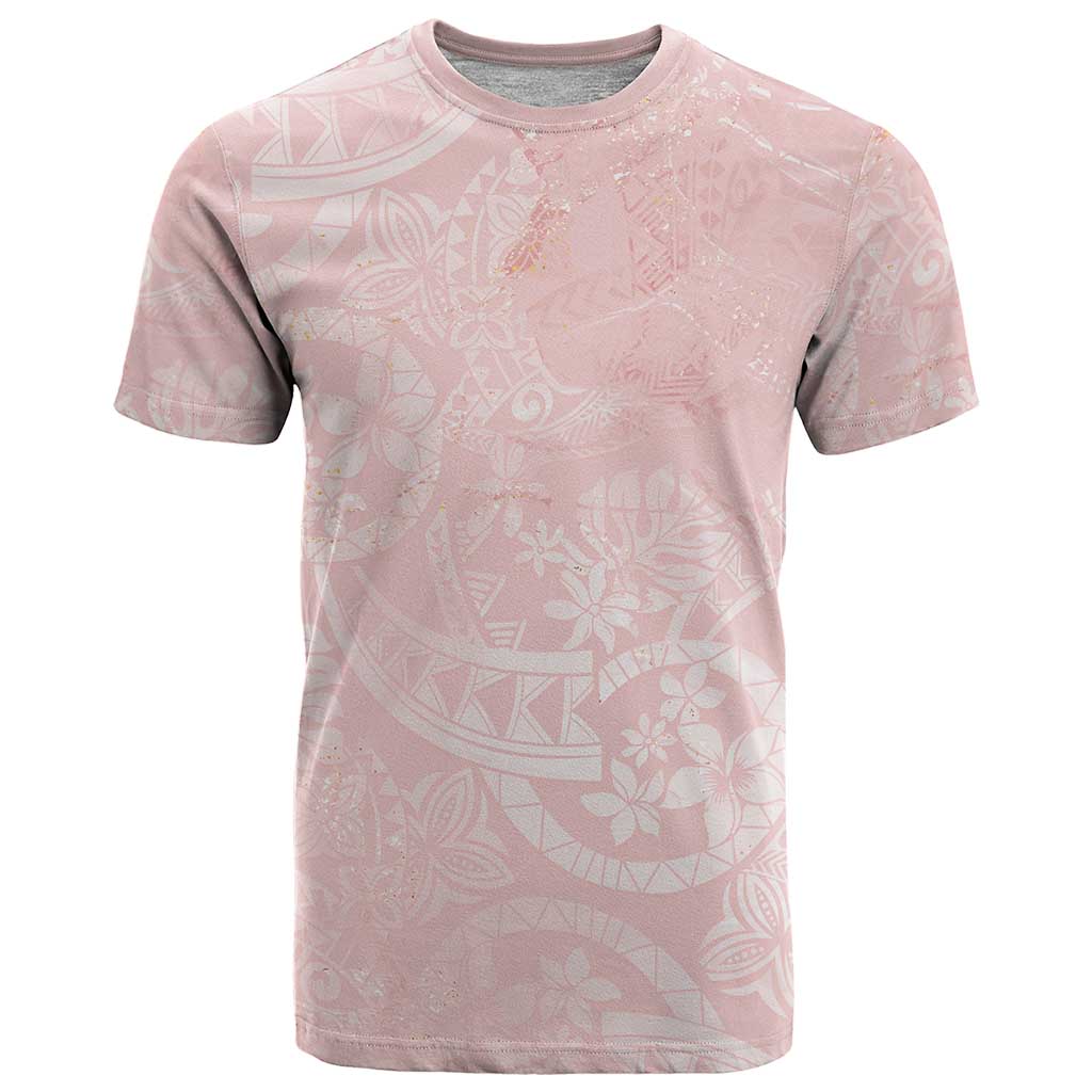 Polynesian Tiare Monstera Soft Pink T Shirt Liquid Style LT01 Pink - Polynesian Pride