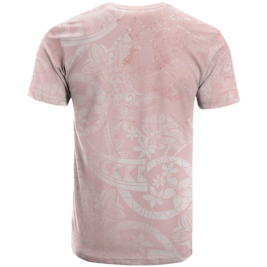 Polynesian Tiare Monstera Soft Pink T Shirt Liquid Style LT01 - Polynesian Pride