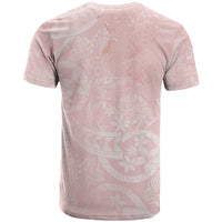 Polynesian Tiare Monstera Soft Pink T Shirt Liquid Style LT01 - Polynesian Pride