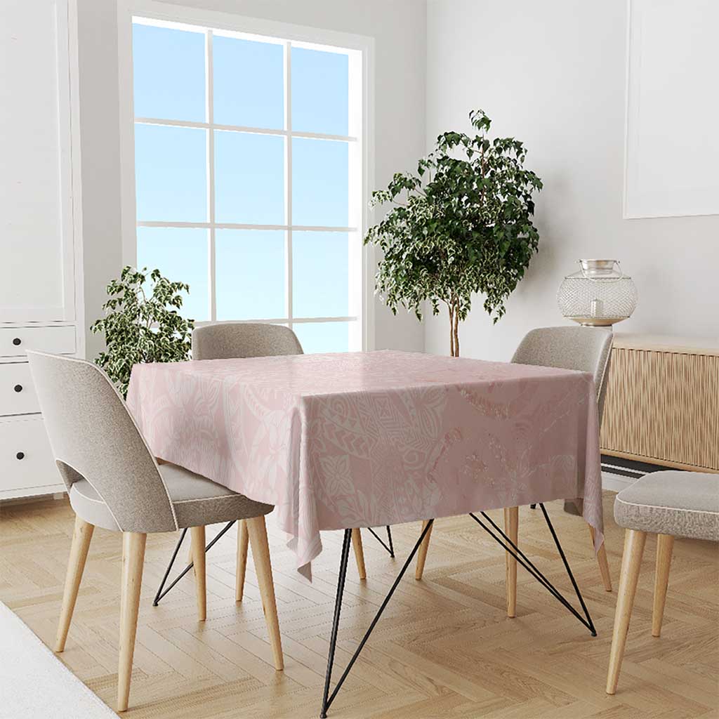 Polynesian Tiare Monstera Soft Pink Tablecloth Liquid Style LT01 - Polynesian Pride