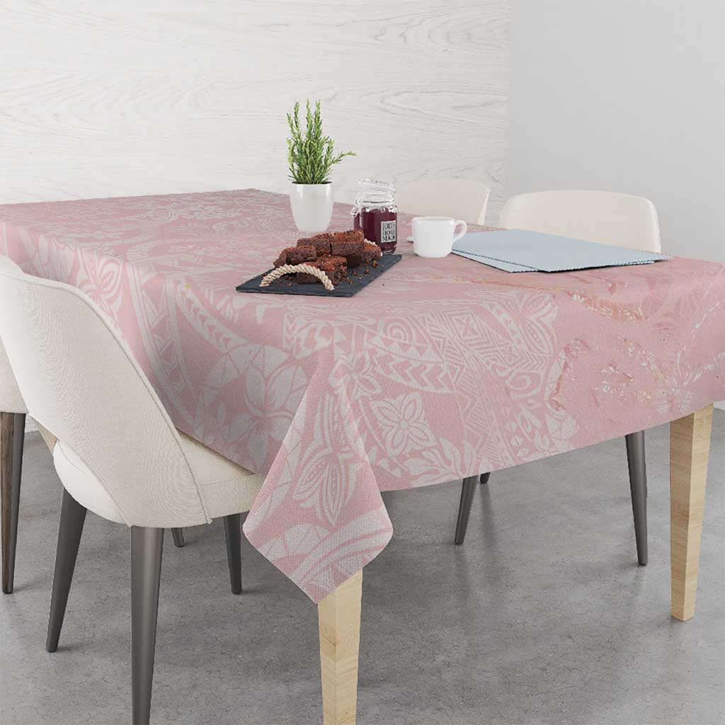Polynesian Tiare Monstera Soft Pink Tablecloth Liquid Style LT01 - Polynesian Pride